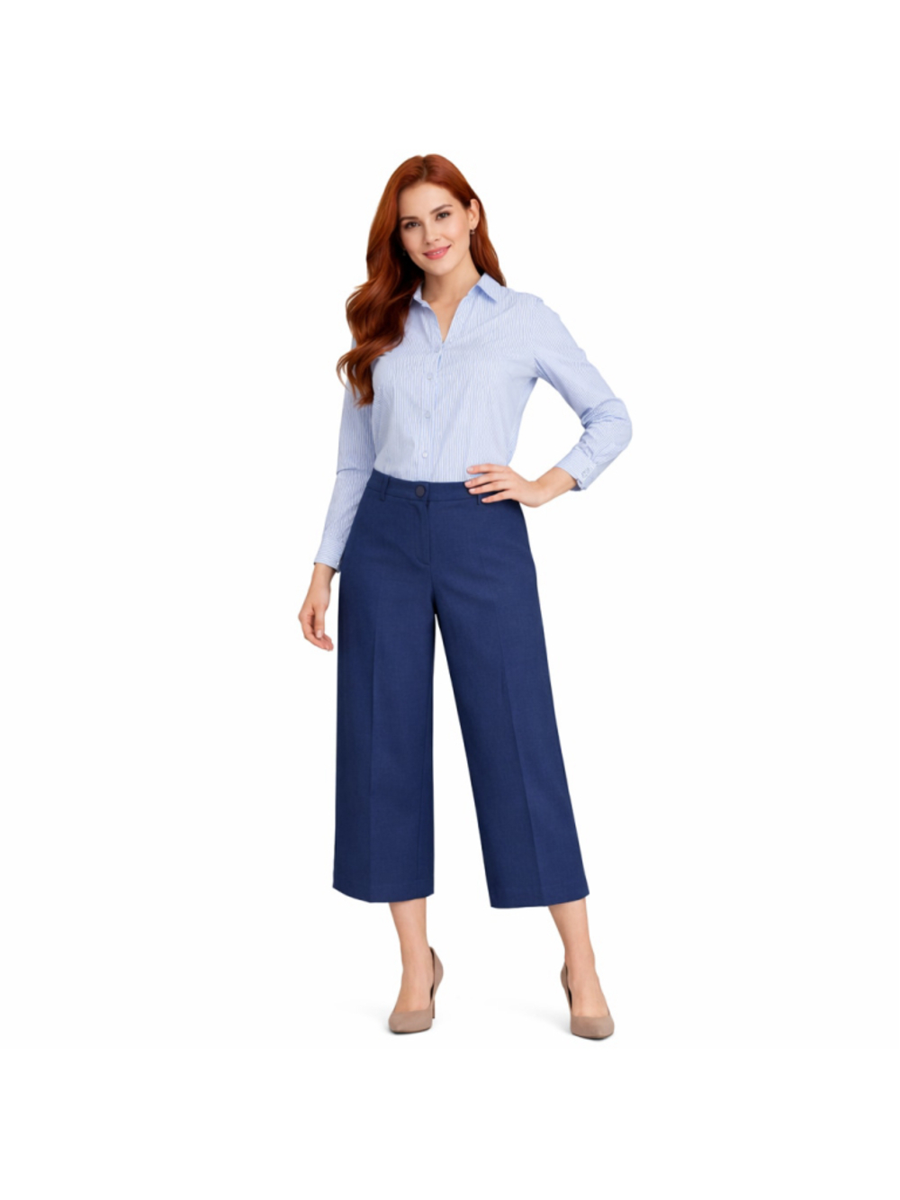 Ann Taylor Blue Kate Wide Leg Crop Pants Size 10